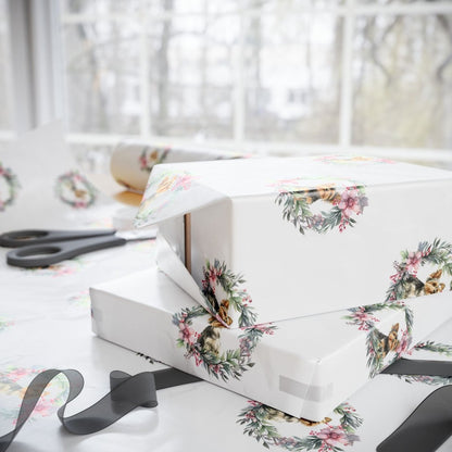 Paw - liday Wreaths & Wags – Yorkie Christmas Wrapping Paper