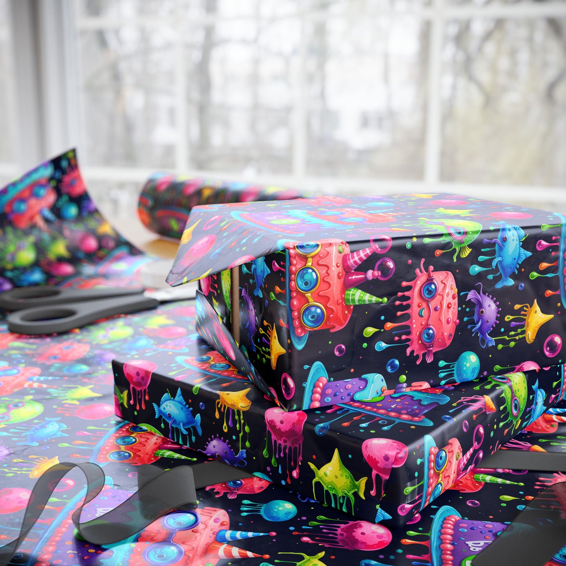 Colorful Martian Party Wrapping Paper