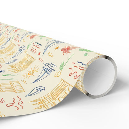 Sunwashed Shores – Mediterranean Sketch Wrapping Paper