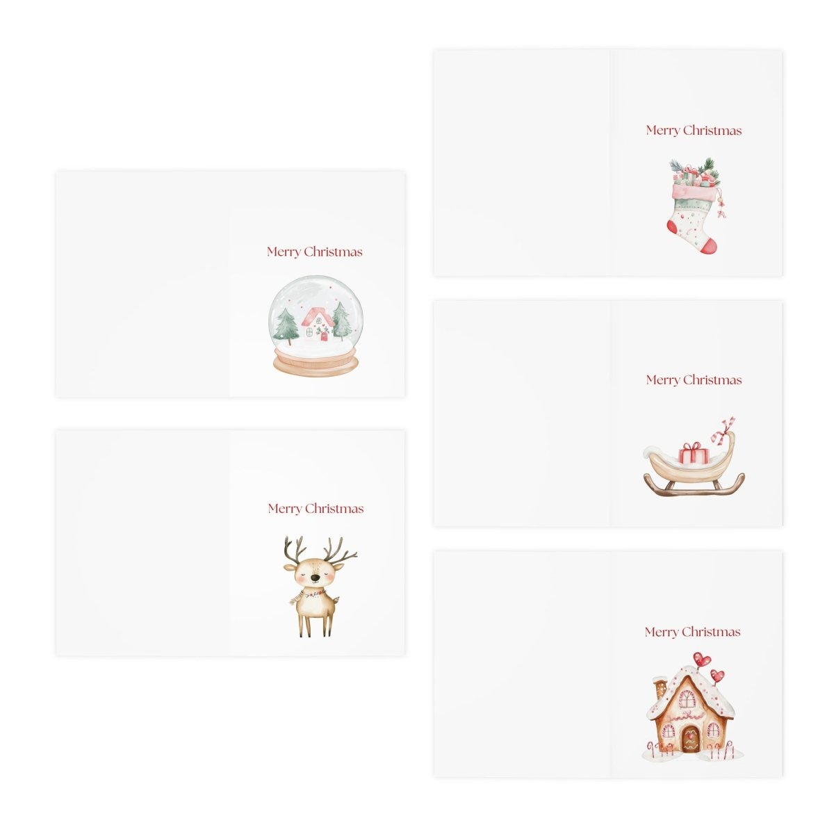Christmas Cards 5-Pack — 'Merry Christmas' Cozy Holiday Designs