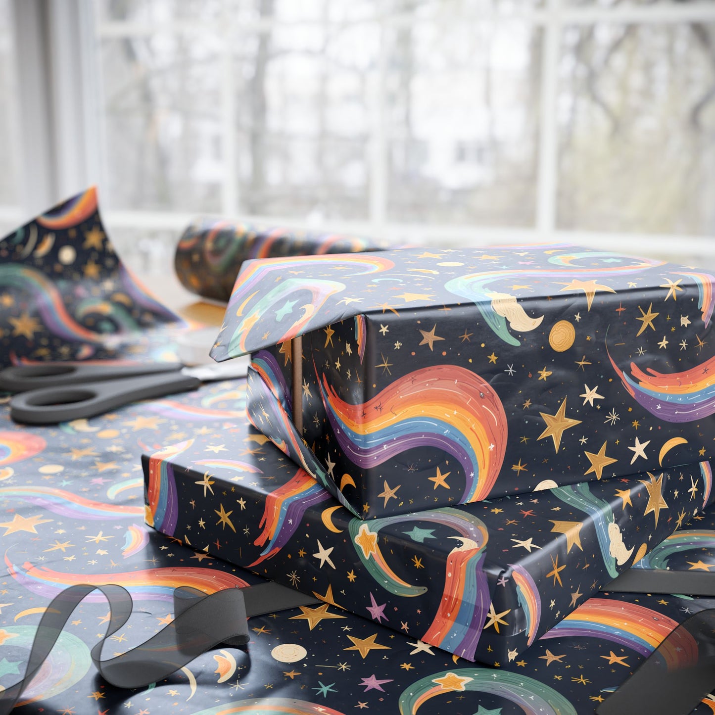 Cosmic Curves – Rainbow Galaxy Wrapping Paper