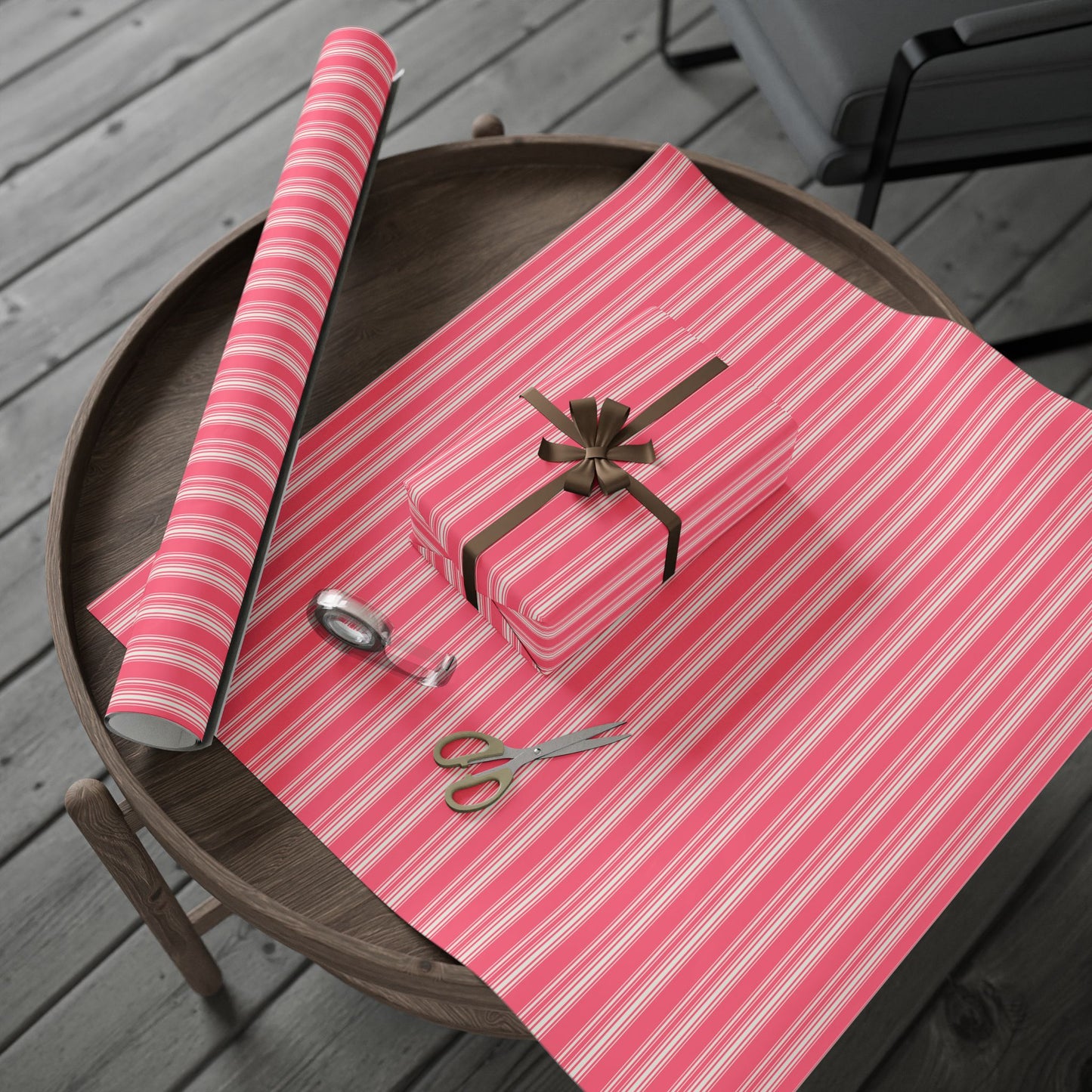 Chic Pink Striped Wrapping Paper
