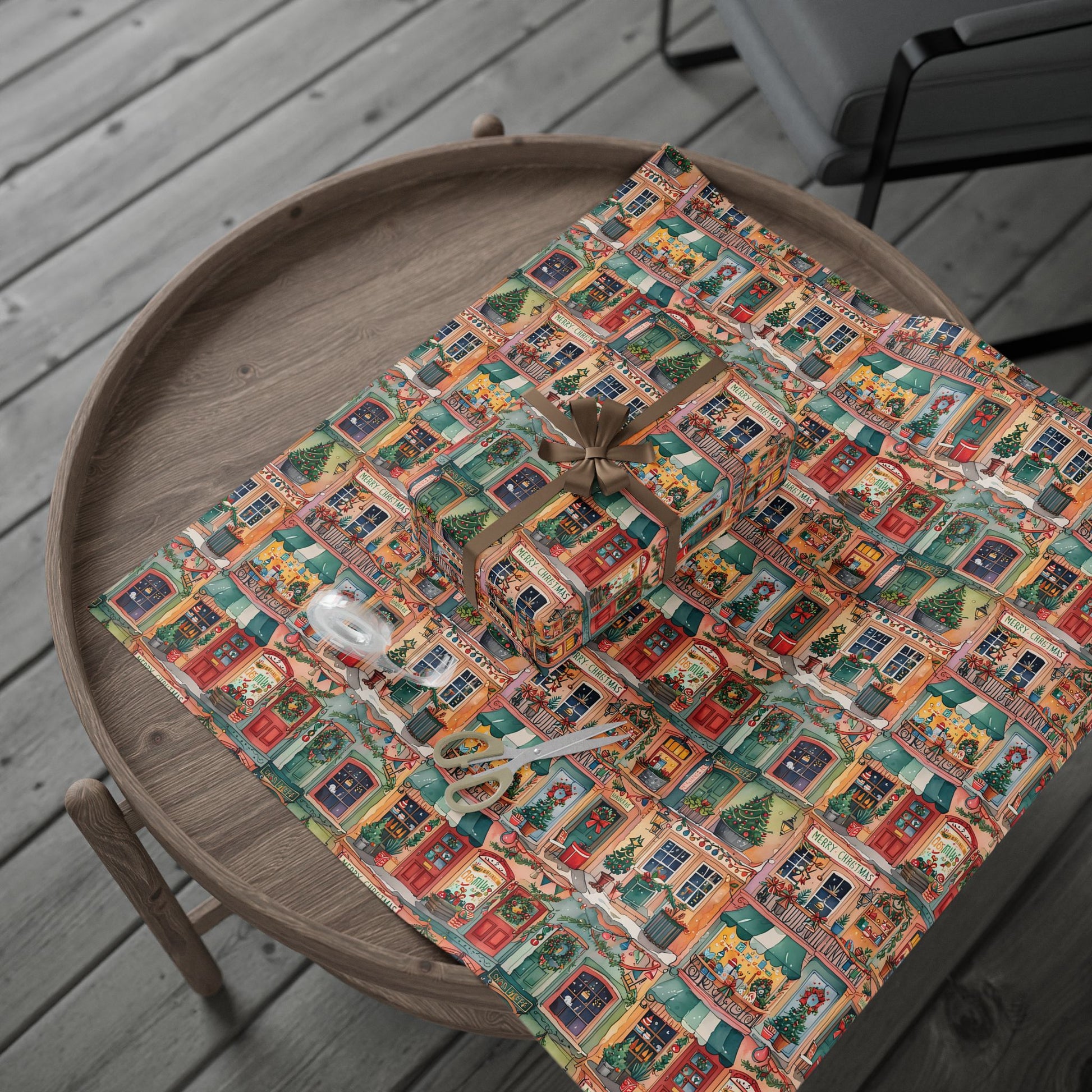 Festive Village Frenzy – Christmas Town Wrapping Paper