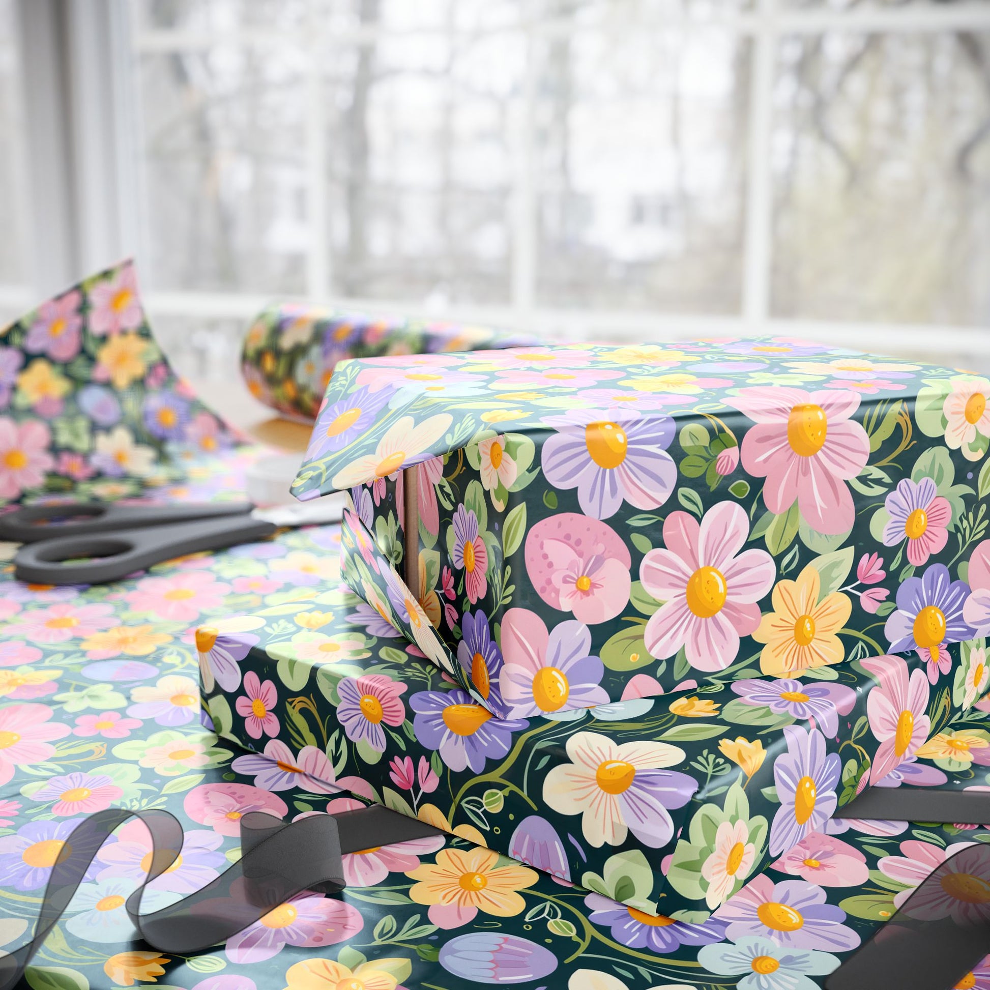 Vibrant Pastel Floral Wrapping Paper
