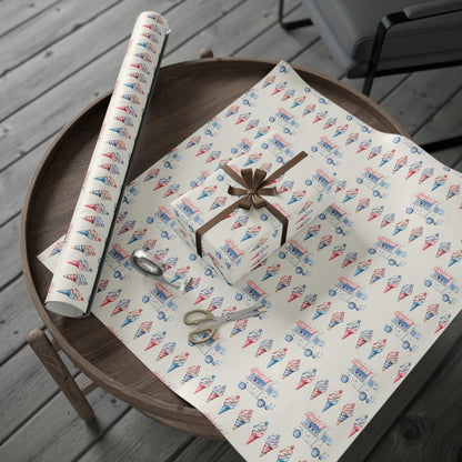 Vintage Ice Cream 4th of July Truck Wrapping Paper