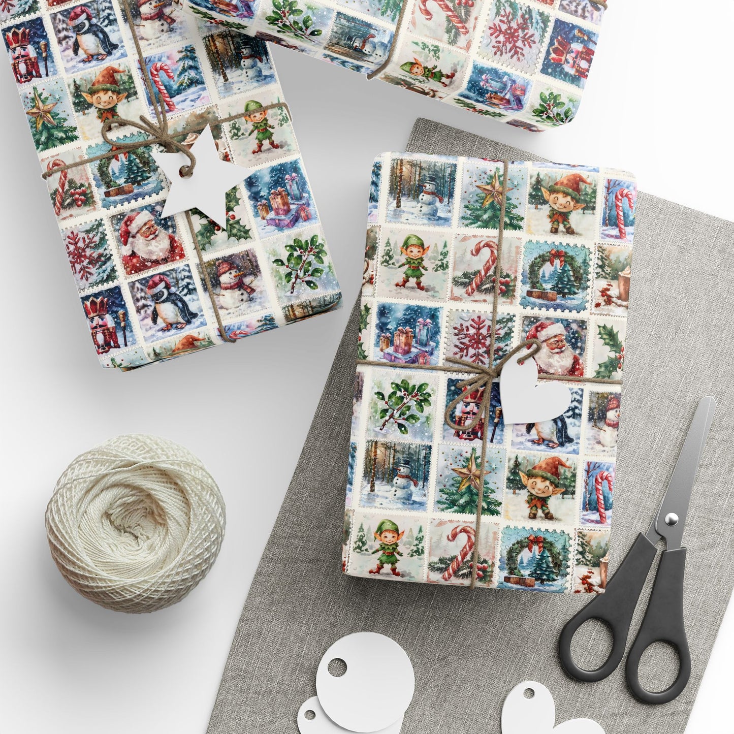 Sealed with a Sleigh – Vintage Christmas Stamps Wrapping Paper