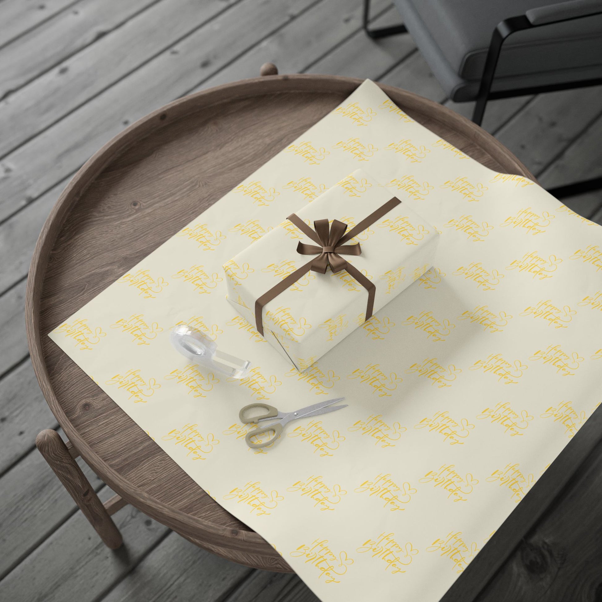 Elegant Yellow Happy Birthday Wrapping Paper
