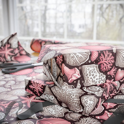 Pink Seashell Beach Theme Wrapping Paper