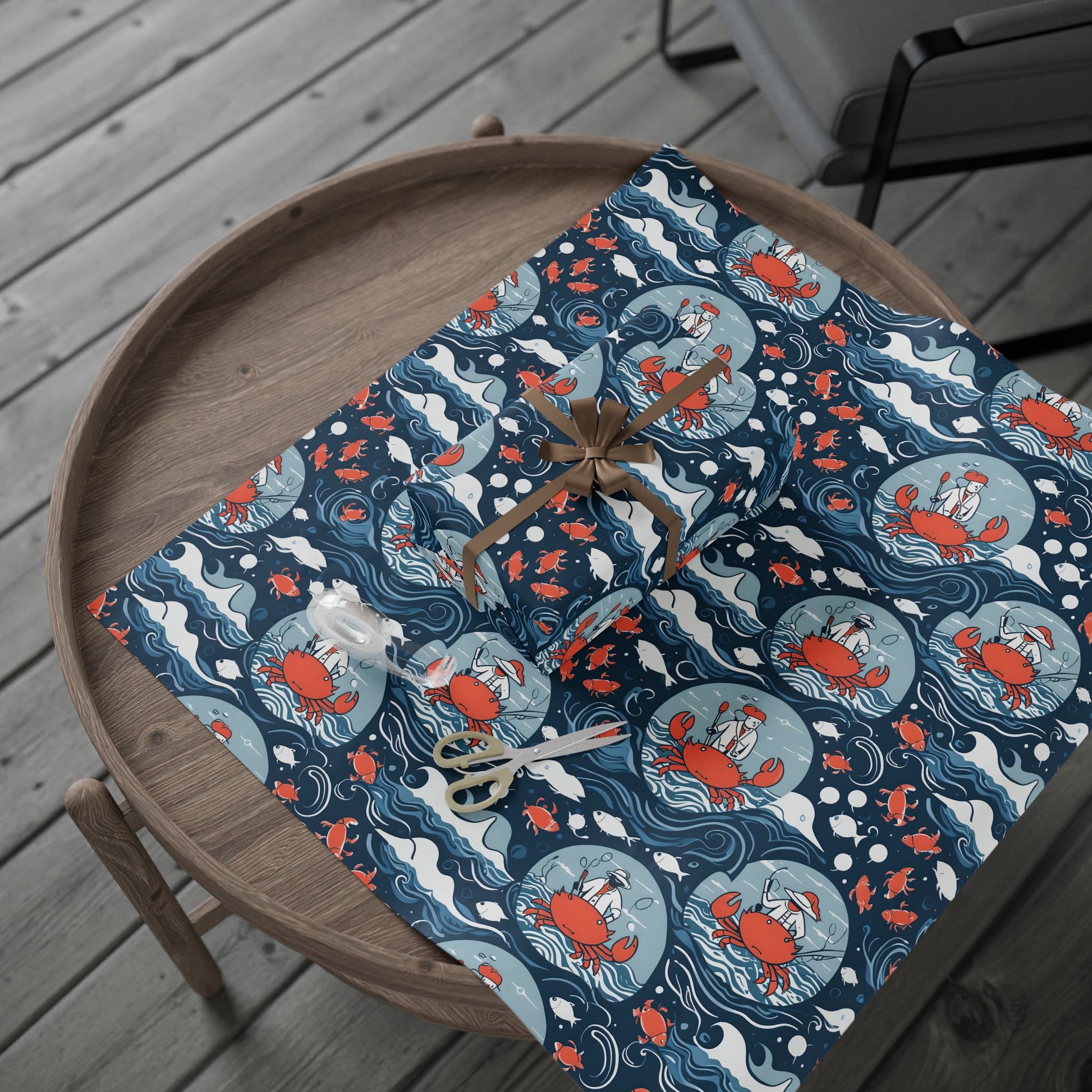 Silly Fisherman Wrapping Paper with Crab Design