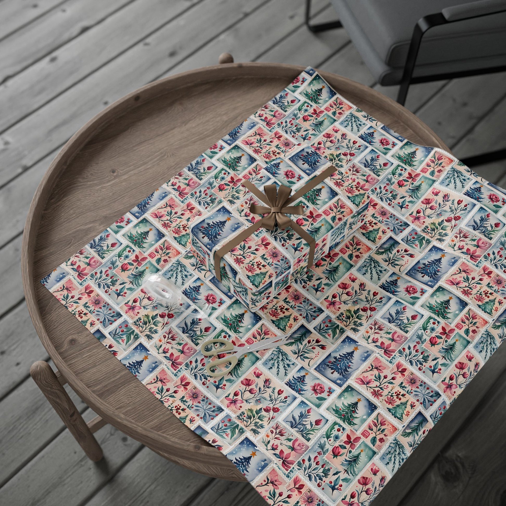 Flora & First - Class Festivities – Botanical Holiday Stamp Wrapping Paper