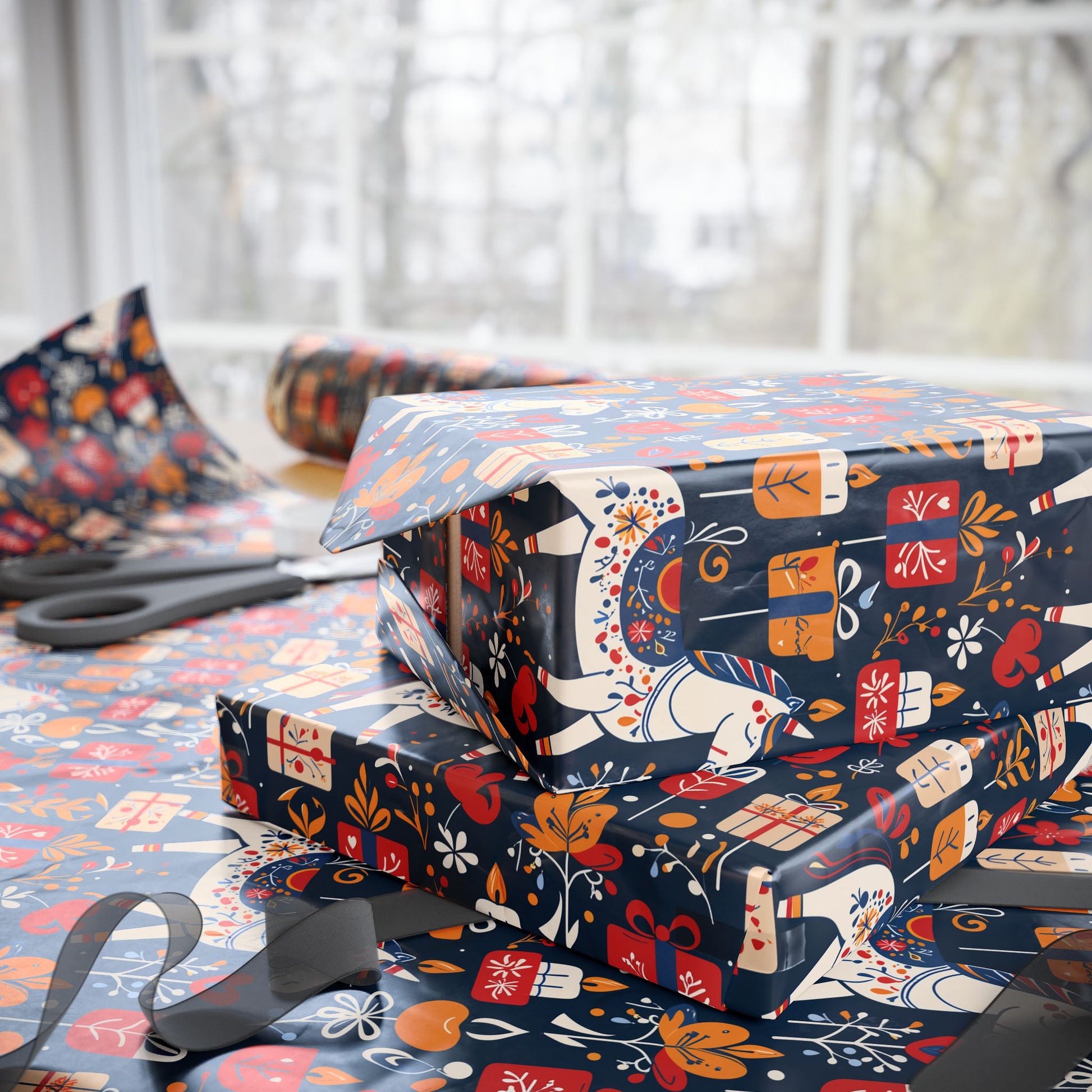 Festive Colorful Unicorn Wrapping Paper