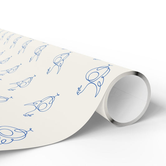 Blue Line Drawing Chicken Wrapping Papers