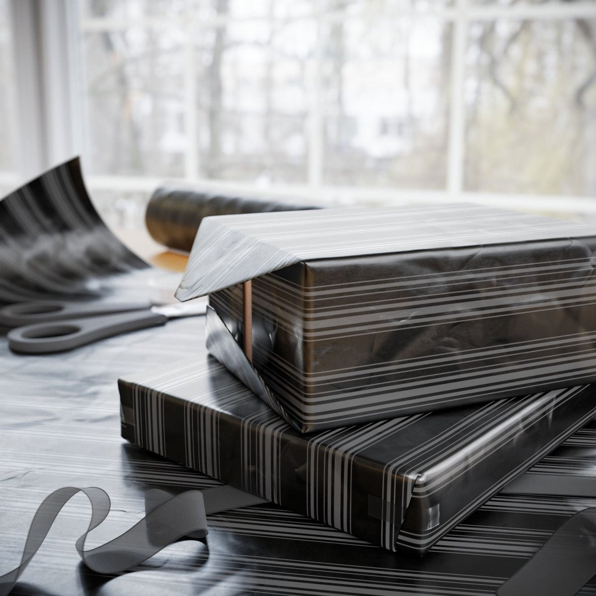 Midnight Pinstripes – Minimal Masculine Wrapping Paper