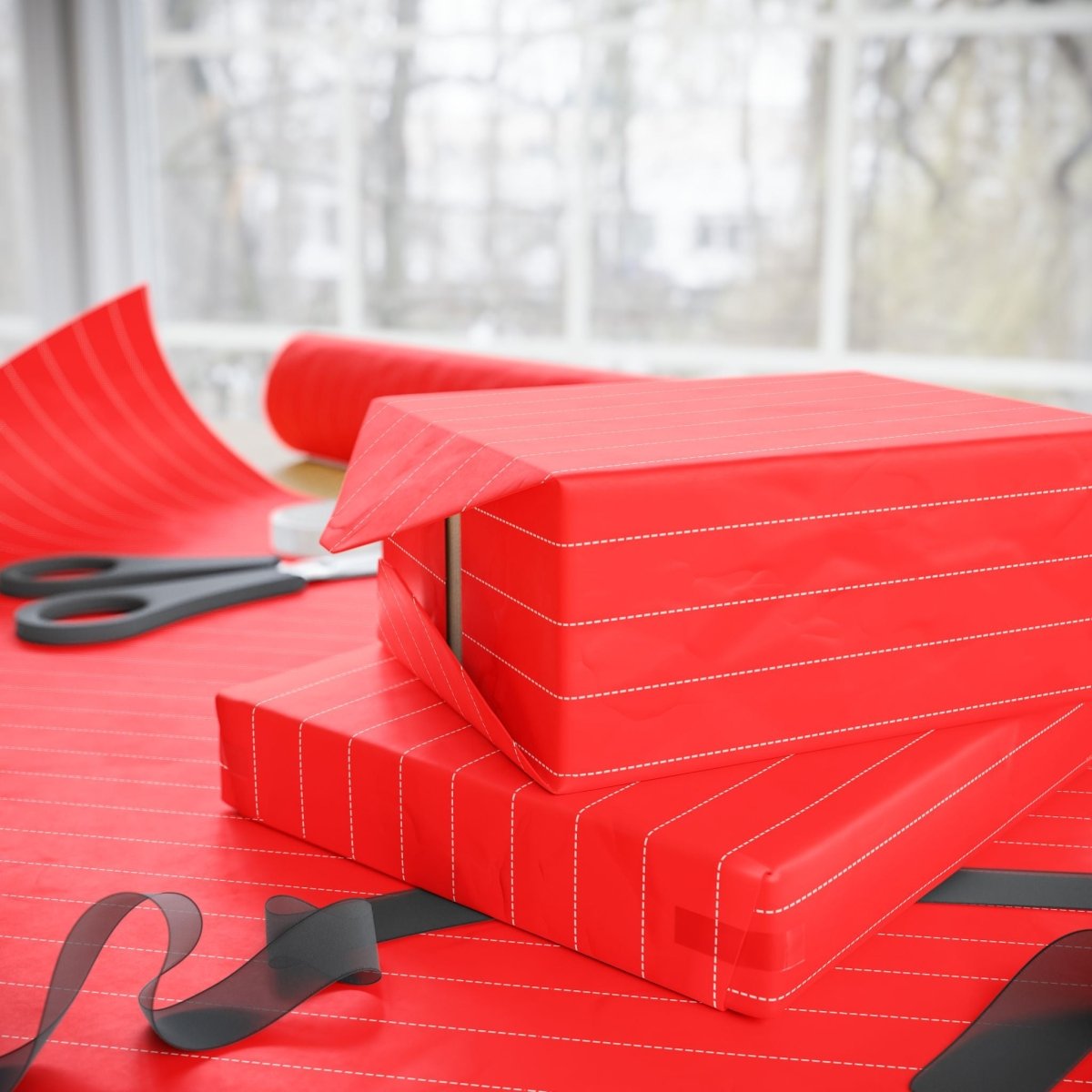 Peppermint Pinstripes – Red Dotted Striped Wrapping Paper
