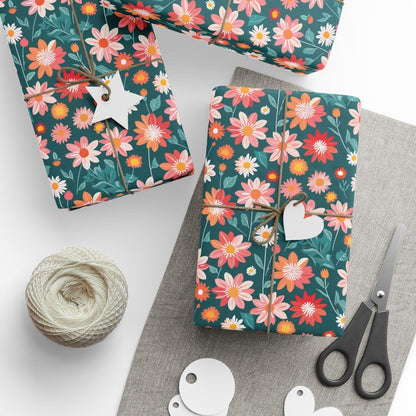 Pink & Peach Floral Wrapping Paper Roll