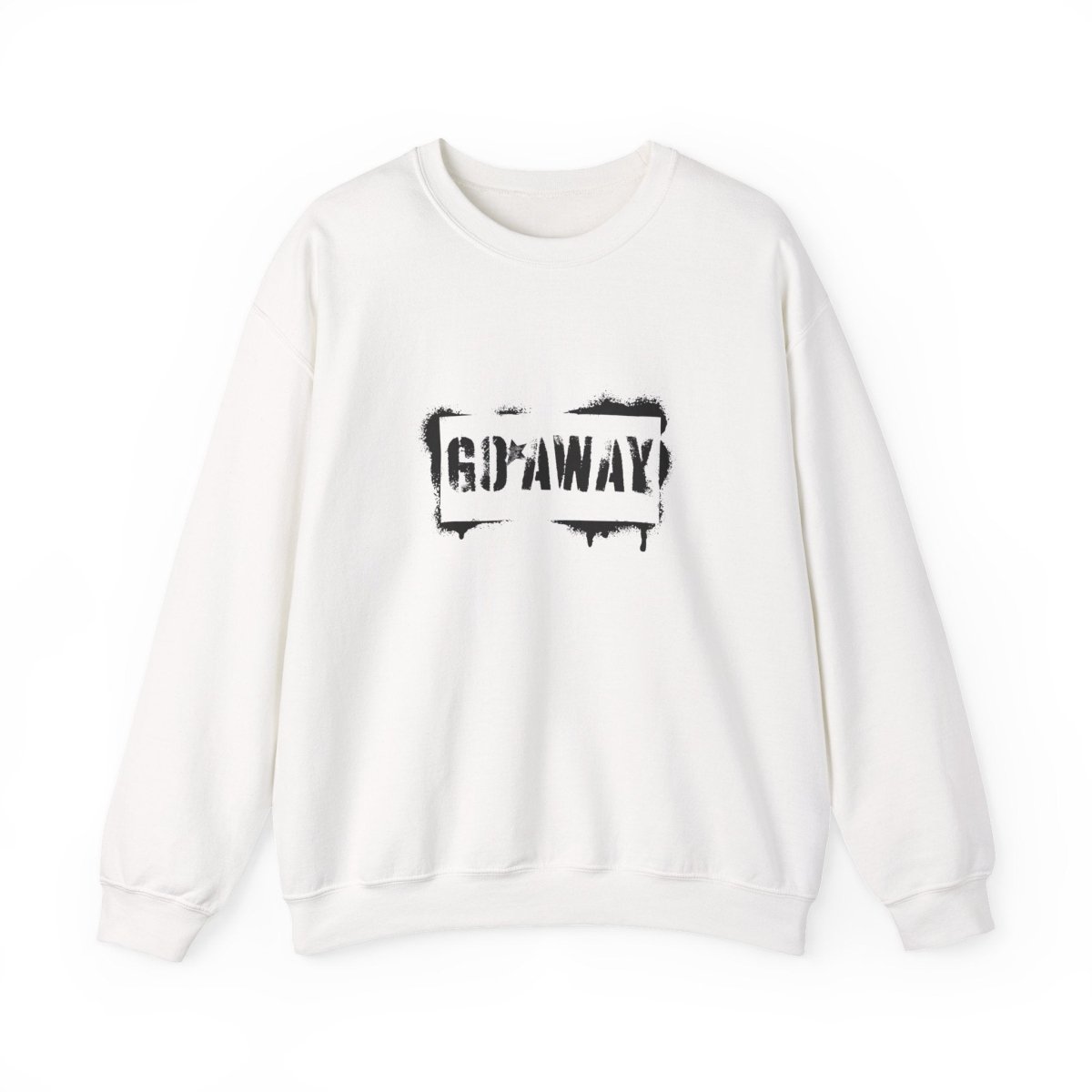 Crewneck Sweatshirt - 'Go Away' Stencil Graphic Cozy Pullover