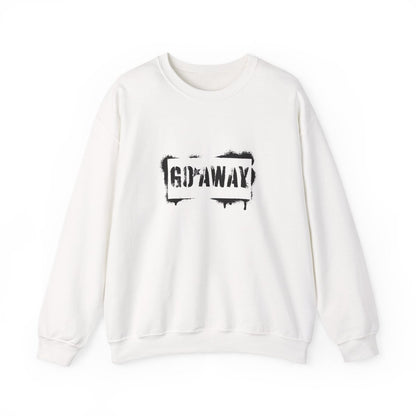Crewneck Sweatshirt - 'Go Away' Stencil Graphic Cozy Pullover