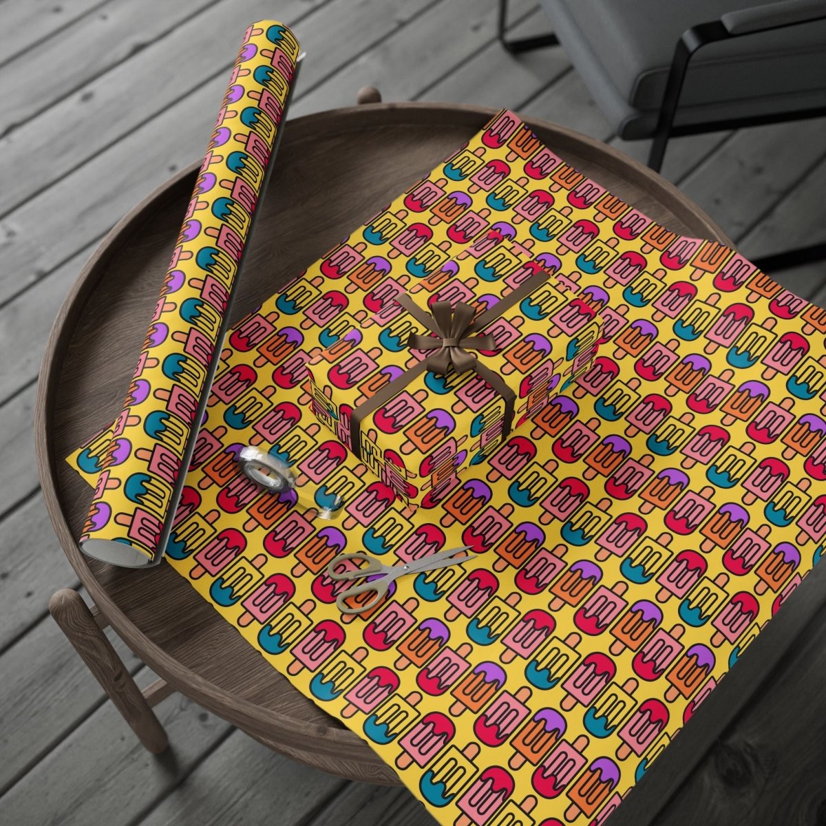 Colorful Yellow Popsicle Wrapping Paper