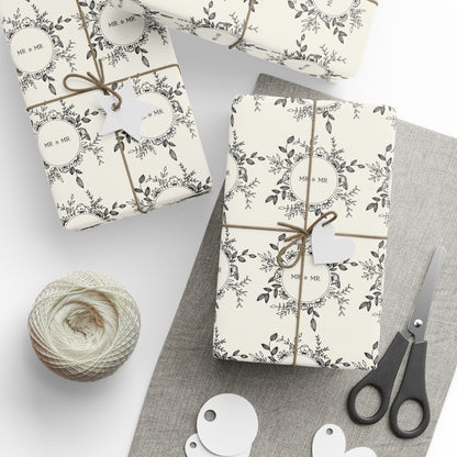 Mr. & Mr. Gift Wrapping Paper in Black & White