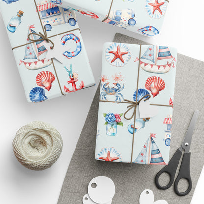 4th of July Nautical Beach Wrapping Paper