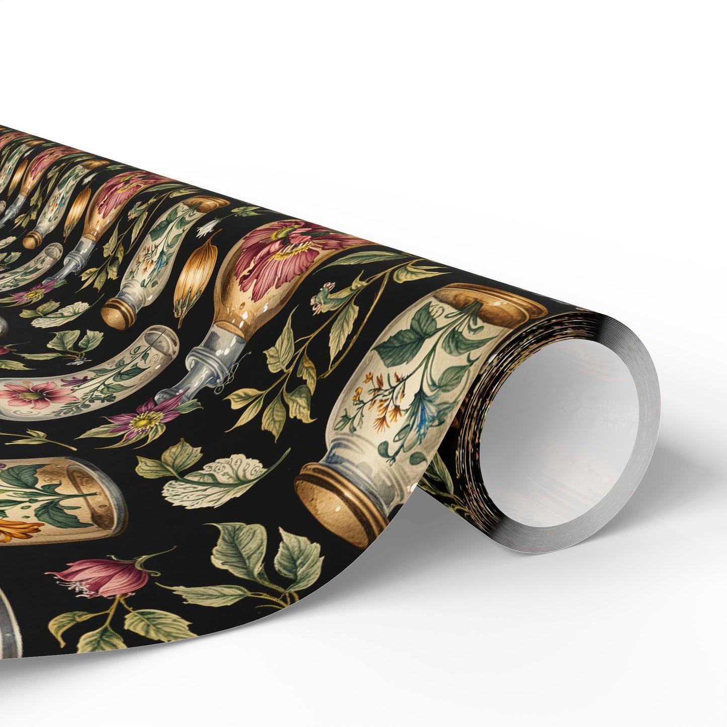 Wrapping Papers - Chic Apothecary Floral Vintage Glass Jar Pattern