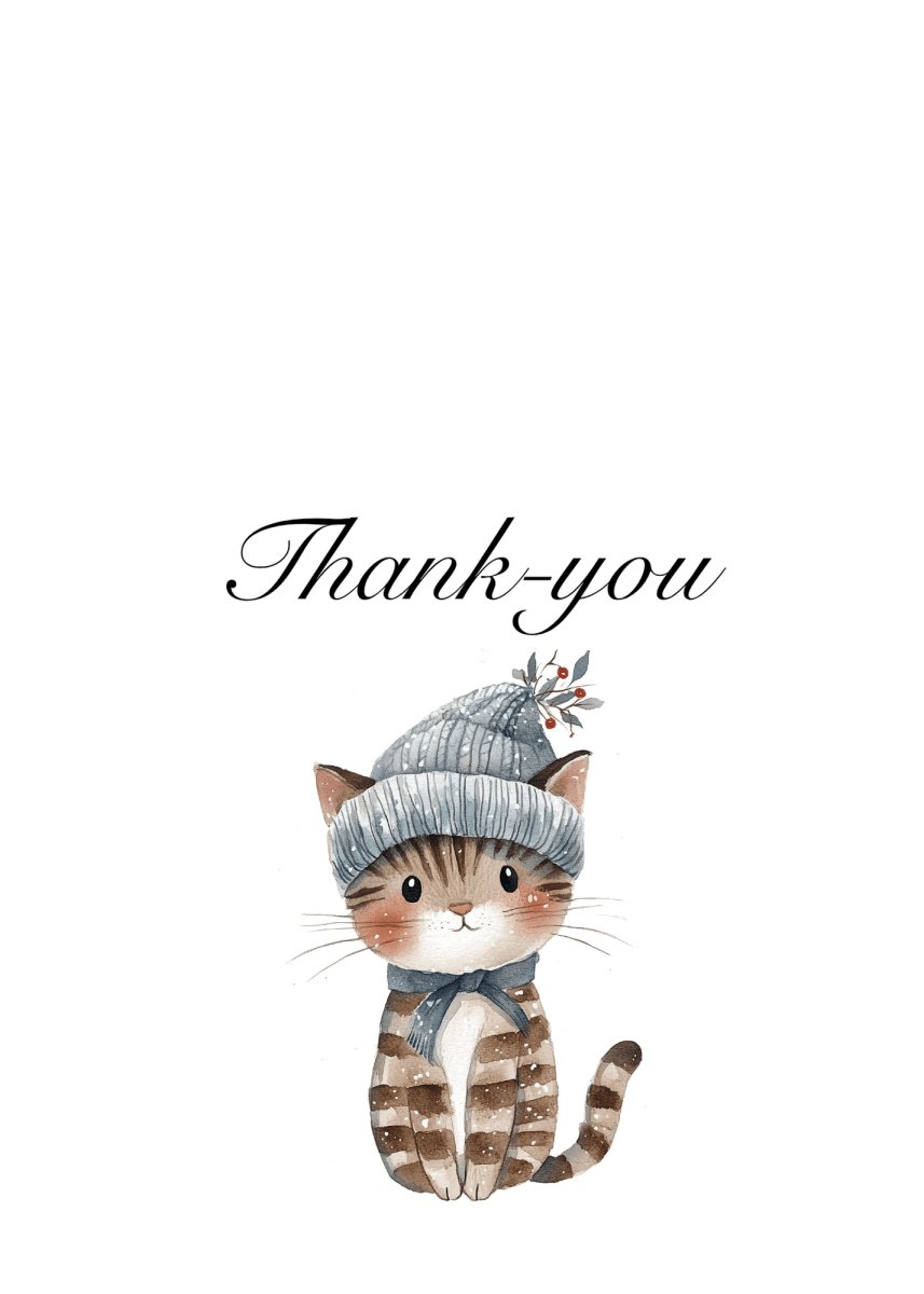 Cat Thank You Cards – 10 Pack | Blank Inside
