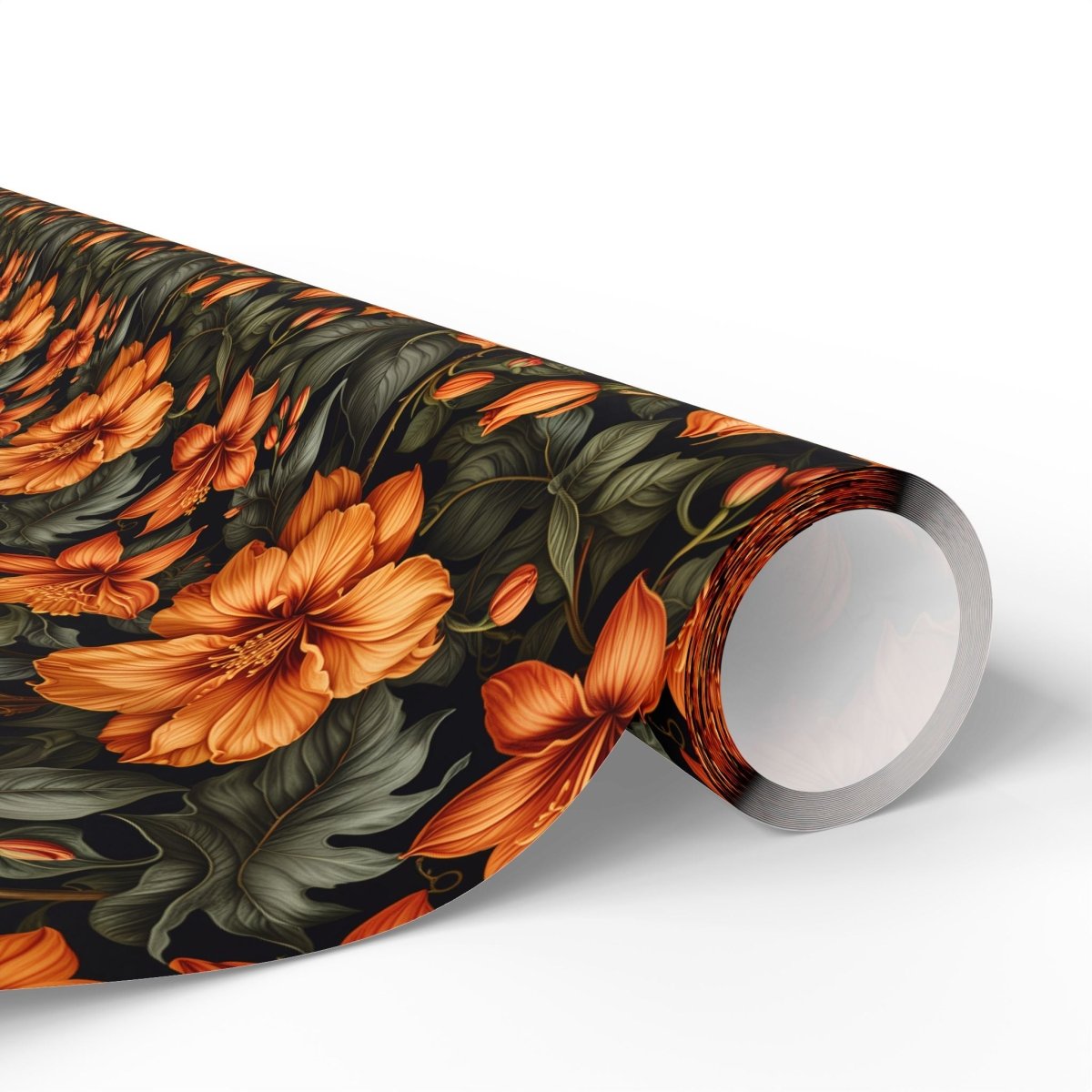 Vintage Orange Floral Wrapping Paper