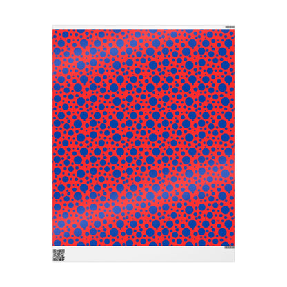 Dot Riot – Bold Blue on Red Modern Wrapping Paper