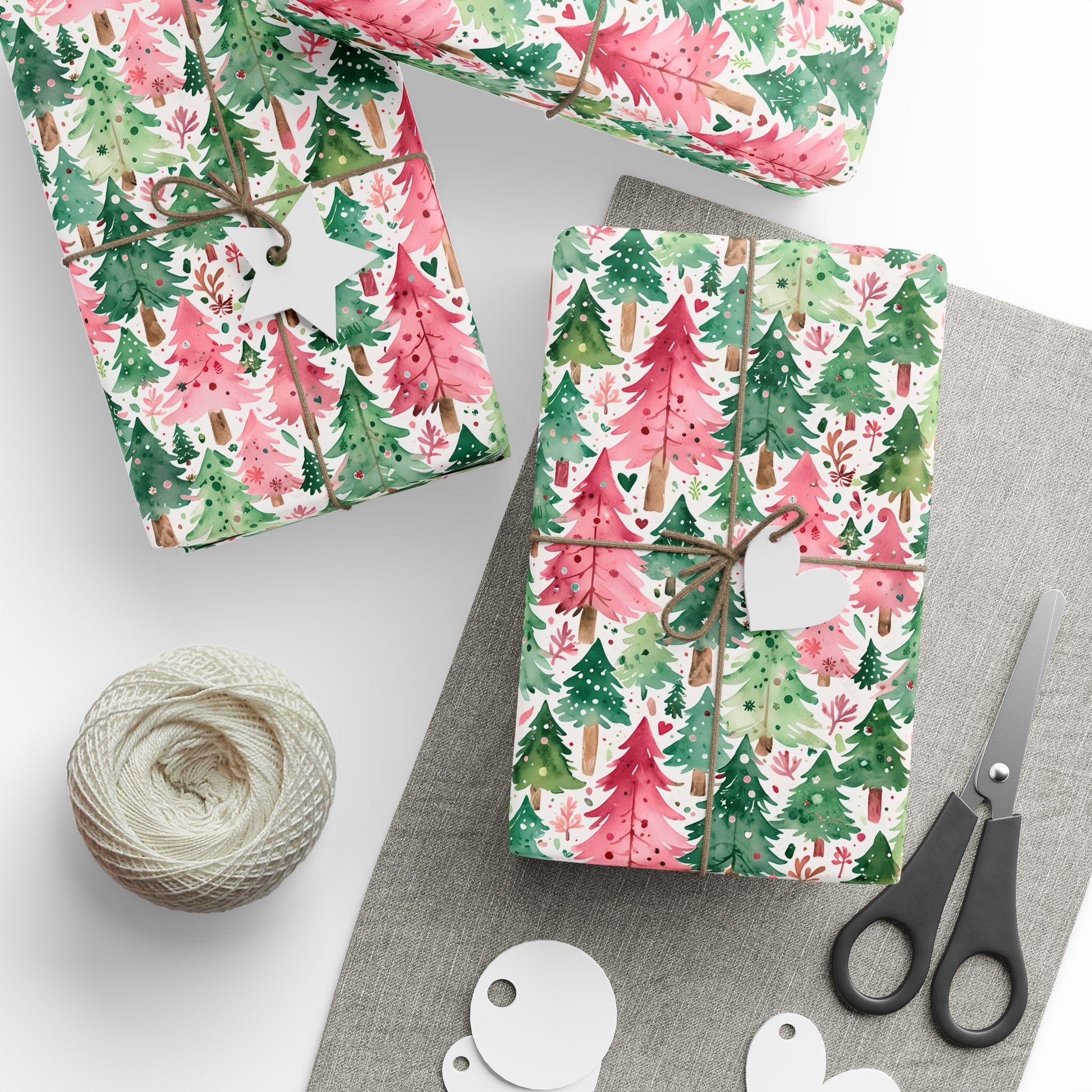Pastel Pines & Peppermint Dreams – Whimsical Christmas Tree Wrapping Paper