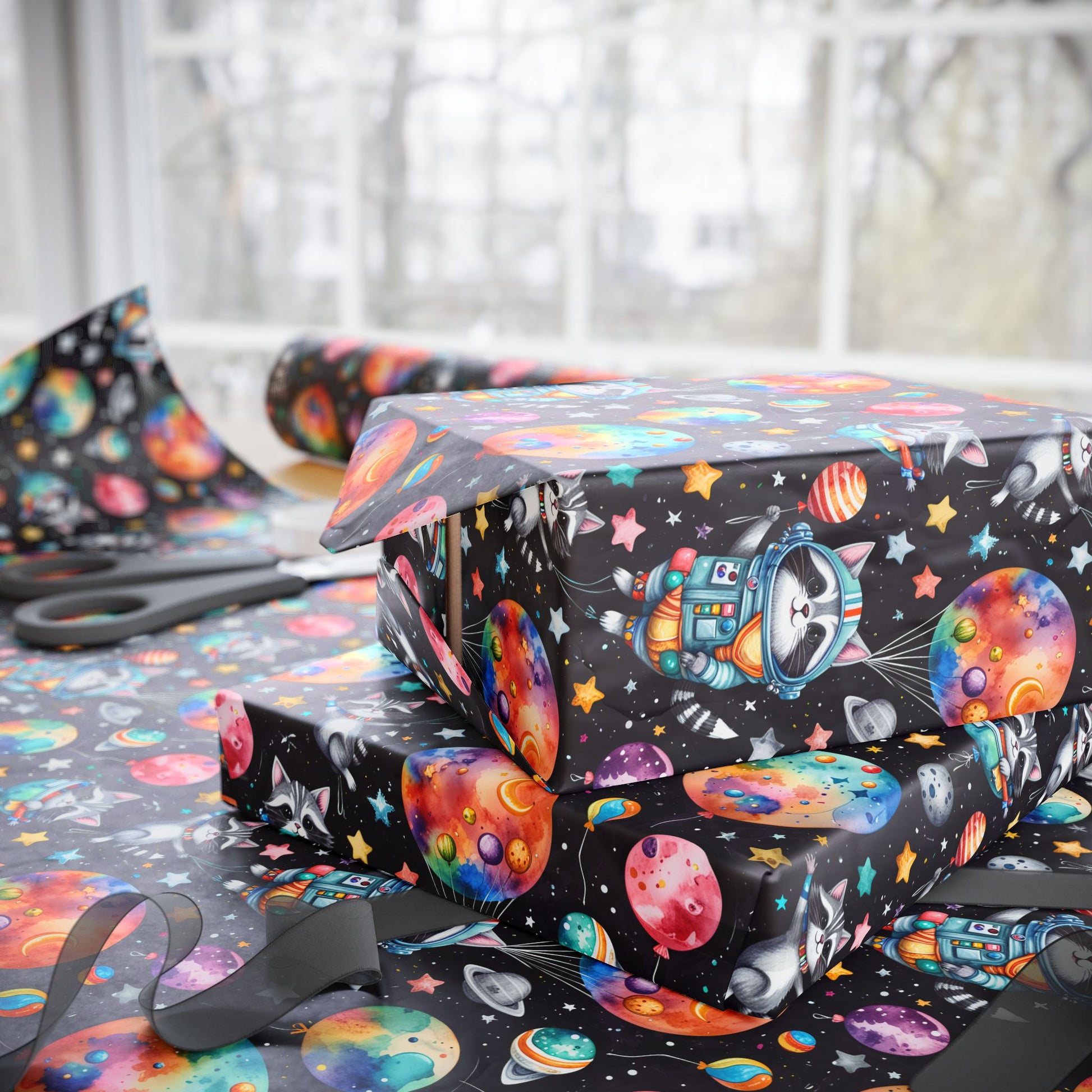 Cosmic Wrapping Paper - Colorful Space Gift Wrap