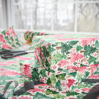 Pastel Pines & Peppermint Dreams – Whimsical Christmas Tree Wrapping Paper