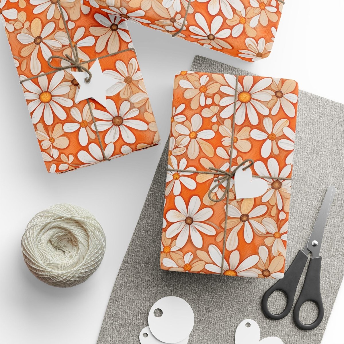 Charming Orange Floral Gift Wrap