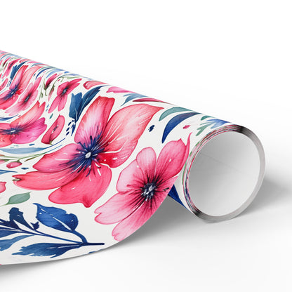 Pink and Blue Watercolor Flowers