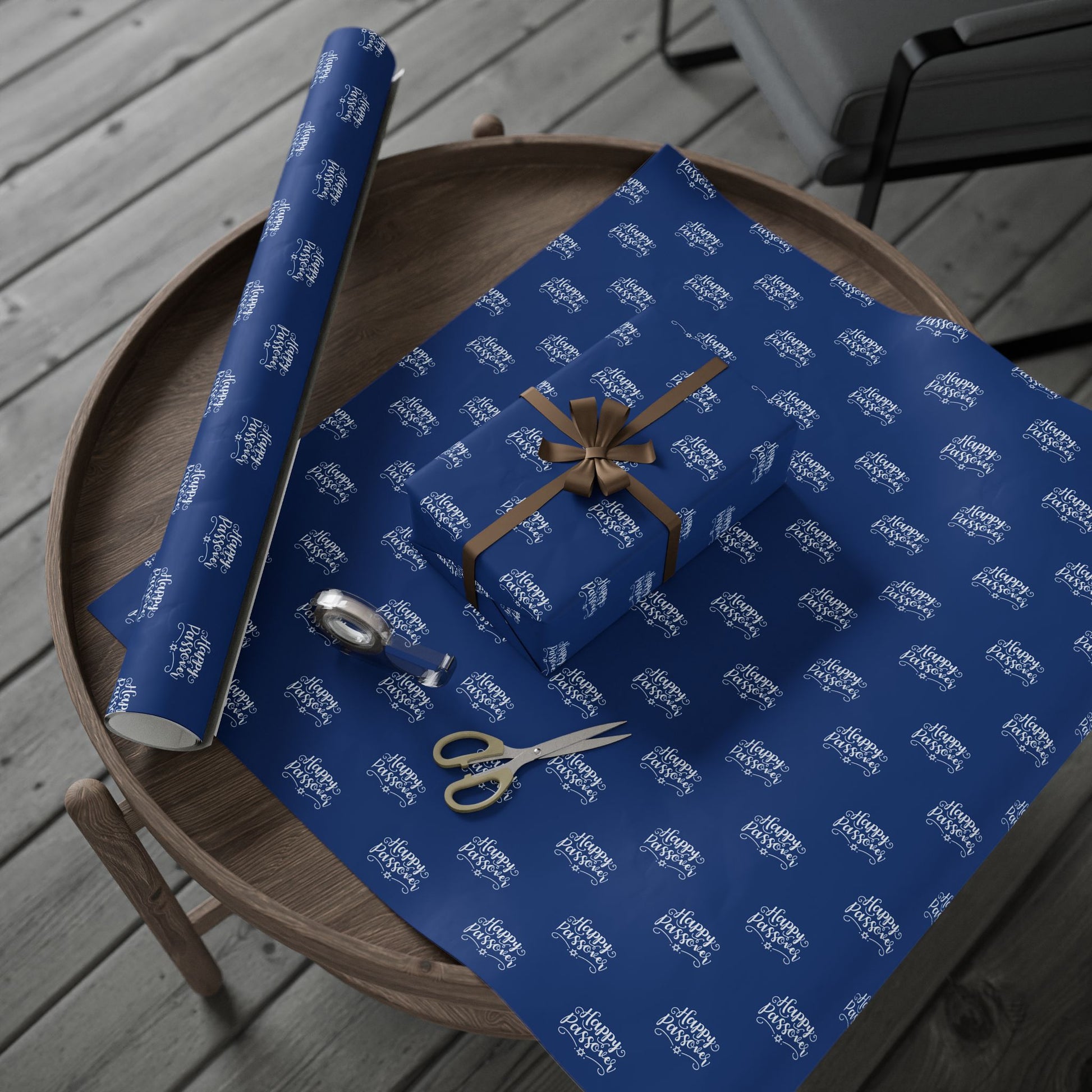 Elegant Blue Happy Passover Wrapping Paper