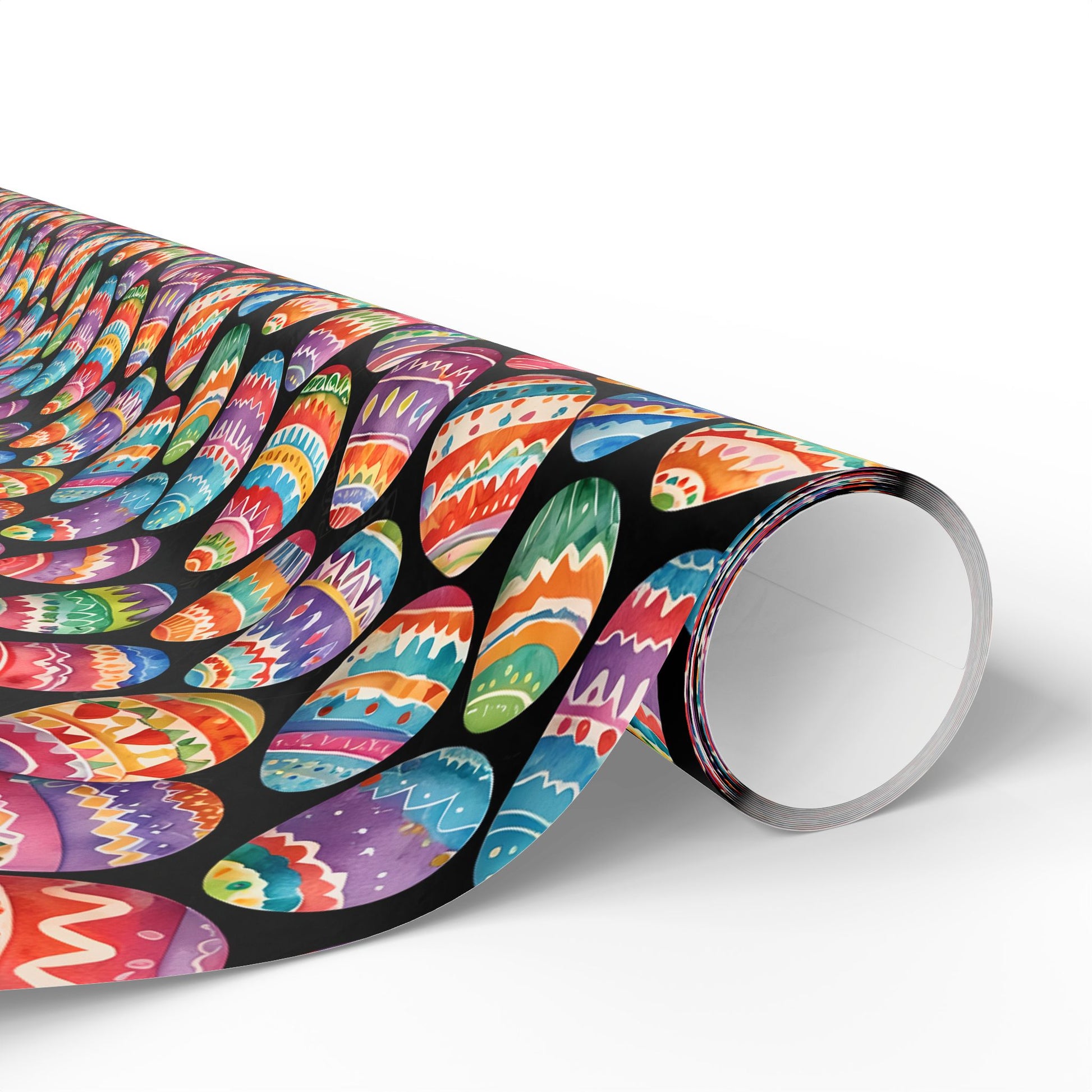 Colorful Easter Egg Wrapping Paper - Black
