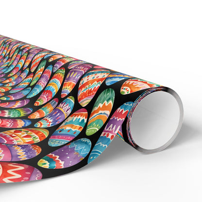 Colorful Easter Egg Wrapping Paper - Black