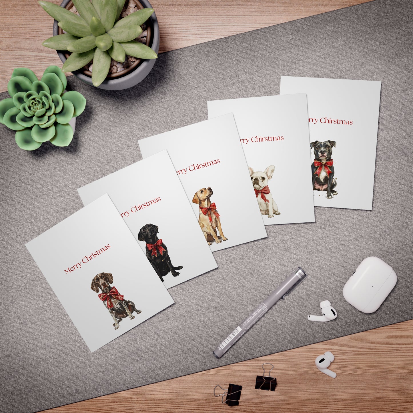 Funny Christmas (Dogs - Set 2) Greeting Card Pack | Set of 5 Holiday Cards | Cute & Cheeky Christmas Cards