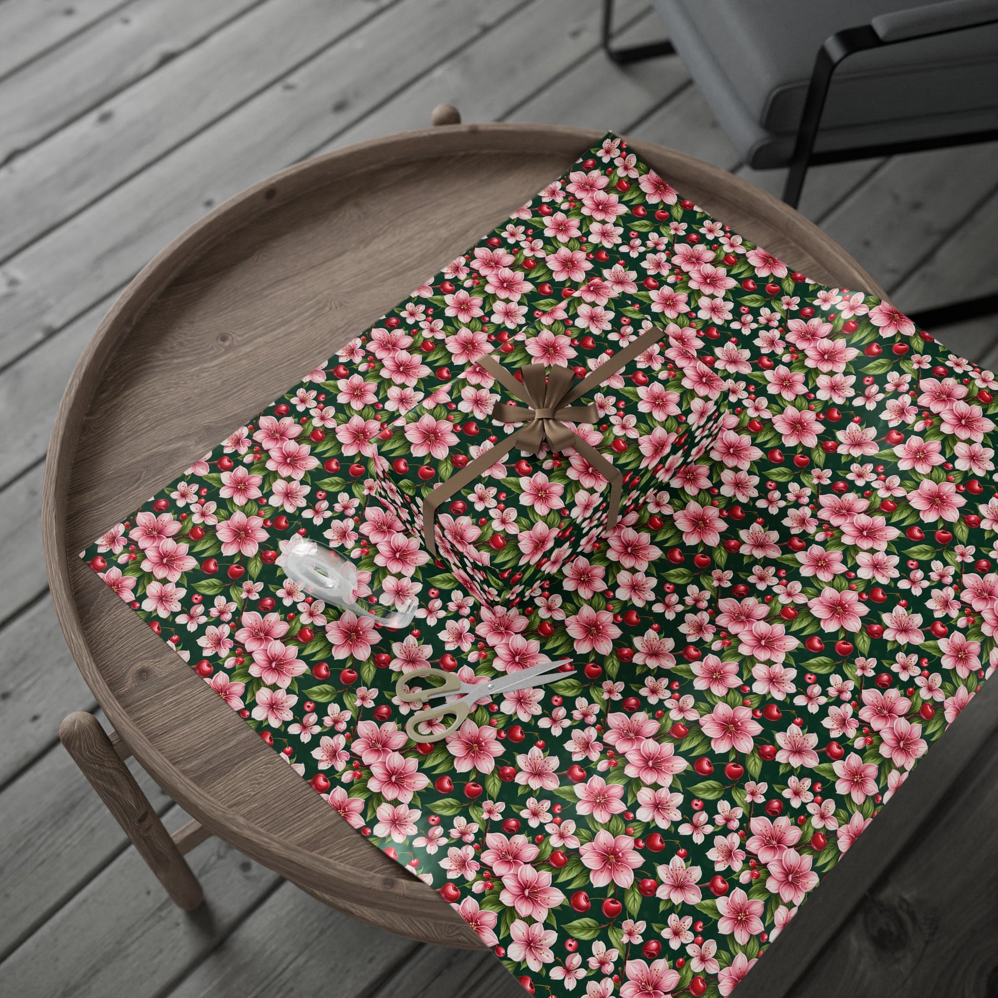Wrapping Paper: Pink Cherry Floral Design