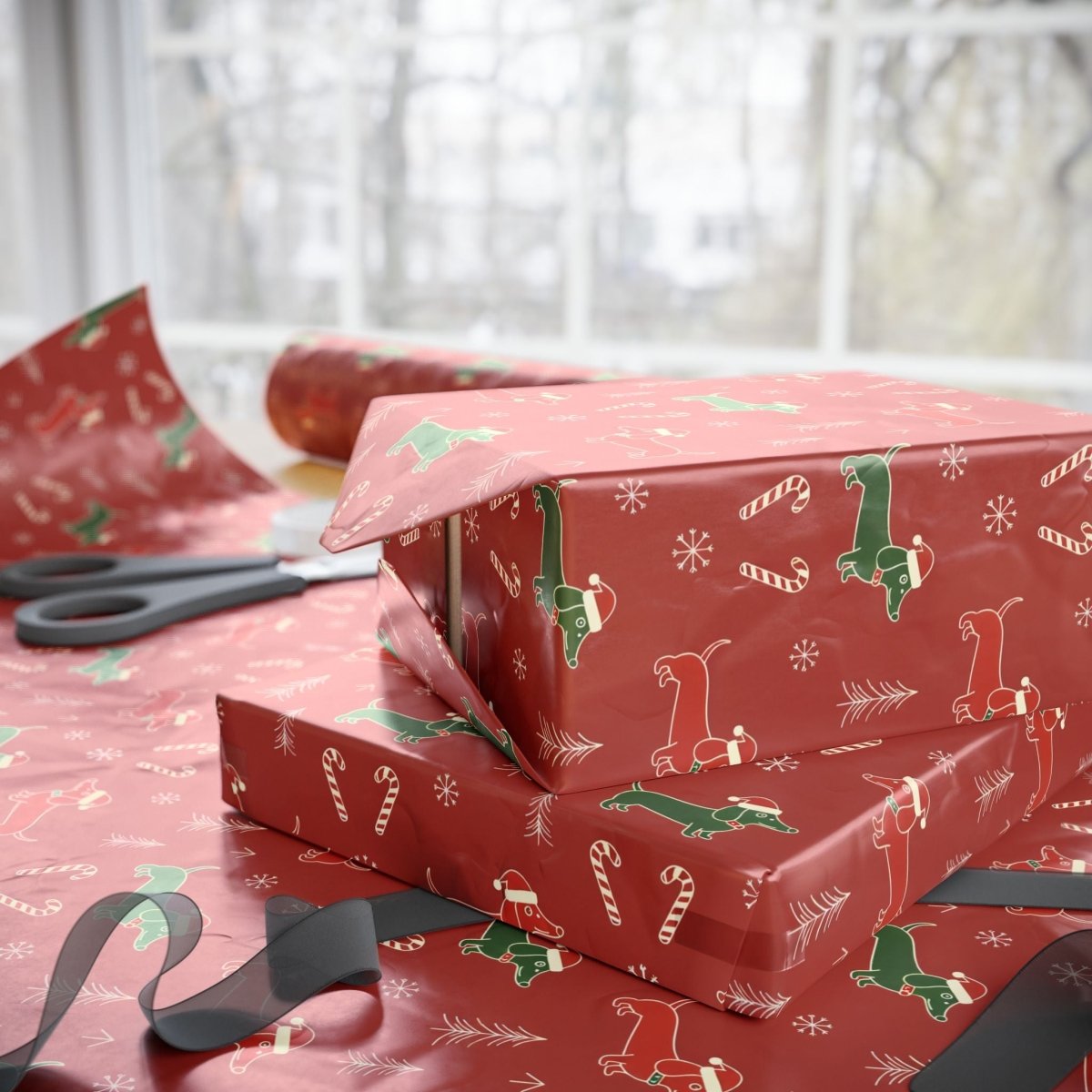 Santa Sausage Squad – Classic Christmas Dachshund Wrapping Paper