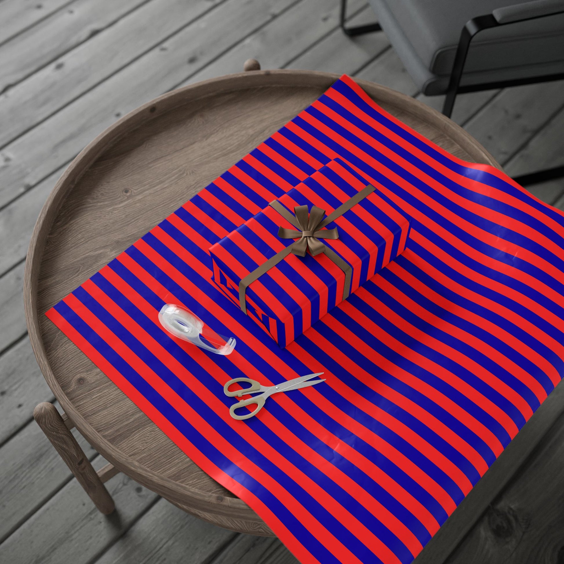 Stripe Hype – Bold Red & Blue Graphic Stripe Wrapping Paper