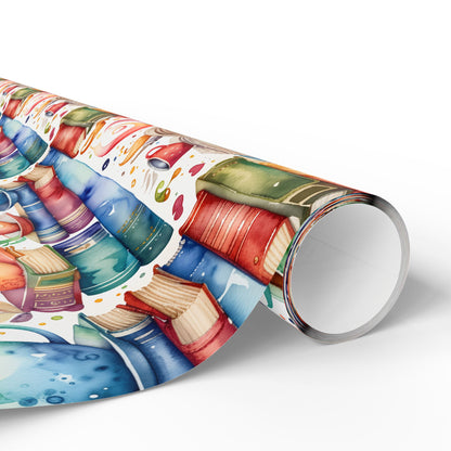Book Lovers Orange Wrapping Paper