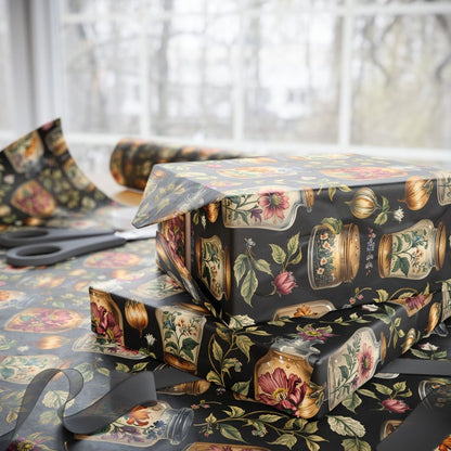 Wrapping Papers - Chic Apothecary Floral Vintage Glass Jar Pattern