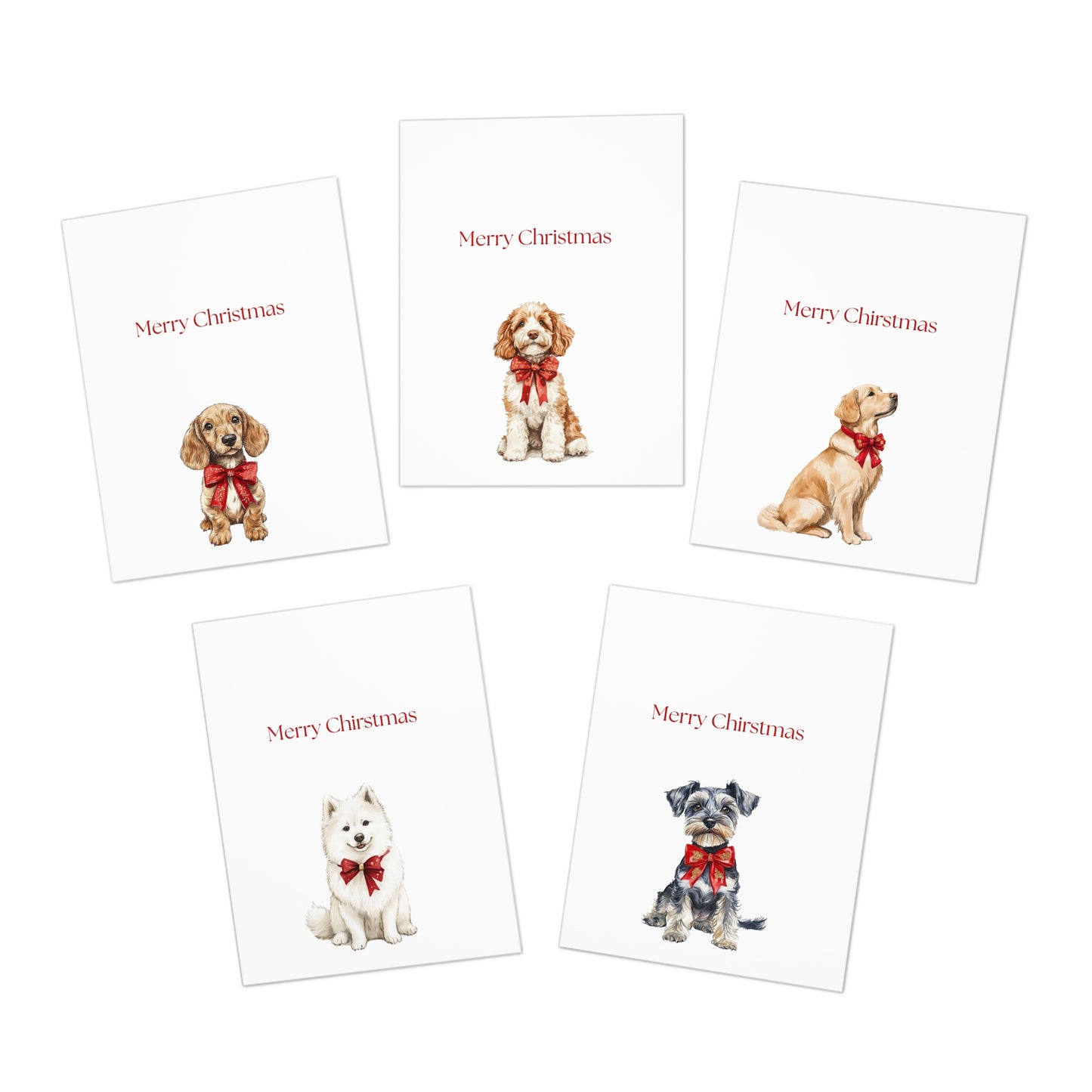 Funny Christmas (Dogs - Set 1) Greeting Card Pack | Set of 5 Holiday Cards | Cute & Cheeky Christmas Cards