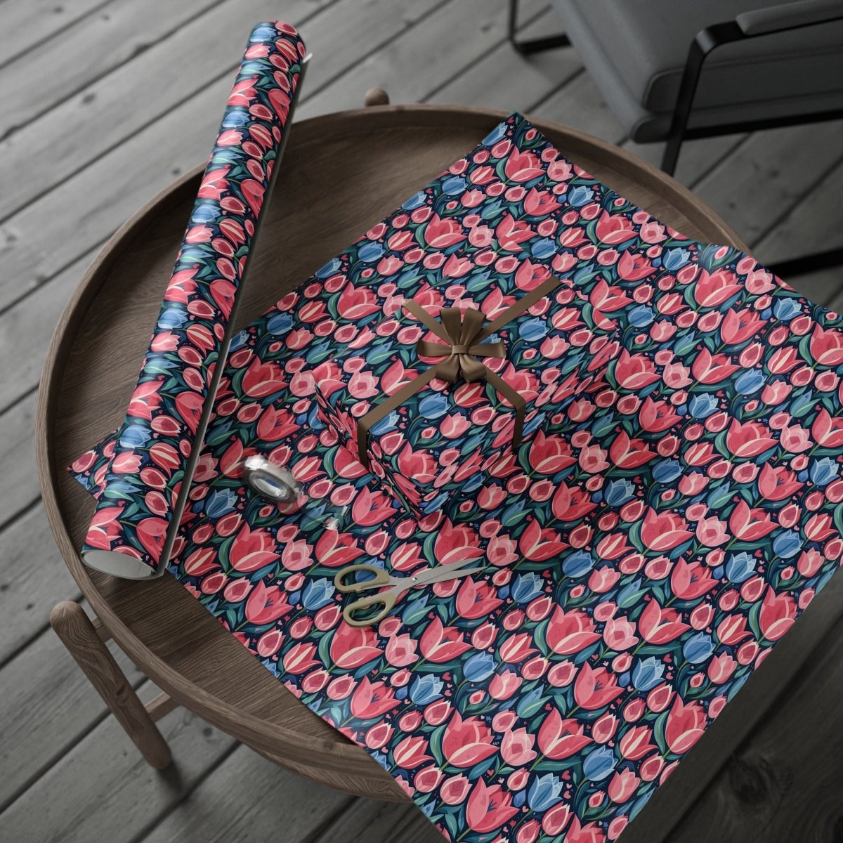 Vibrant Tulip Floral Wrapping Paper Roll