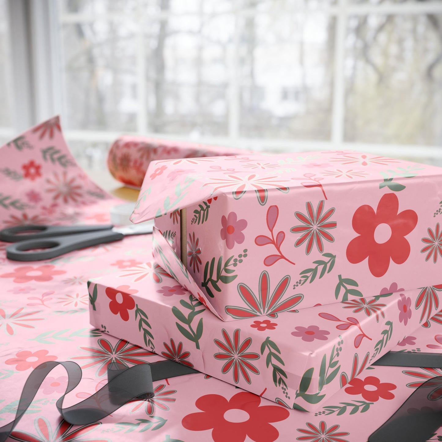 Pink Blossom Vintage Floral Wrapping Paper