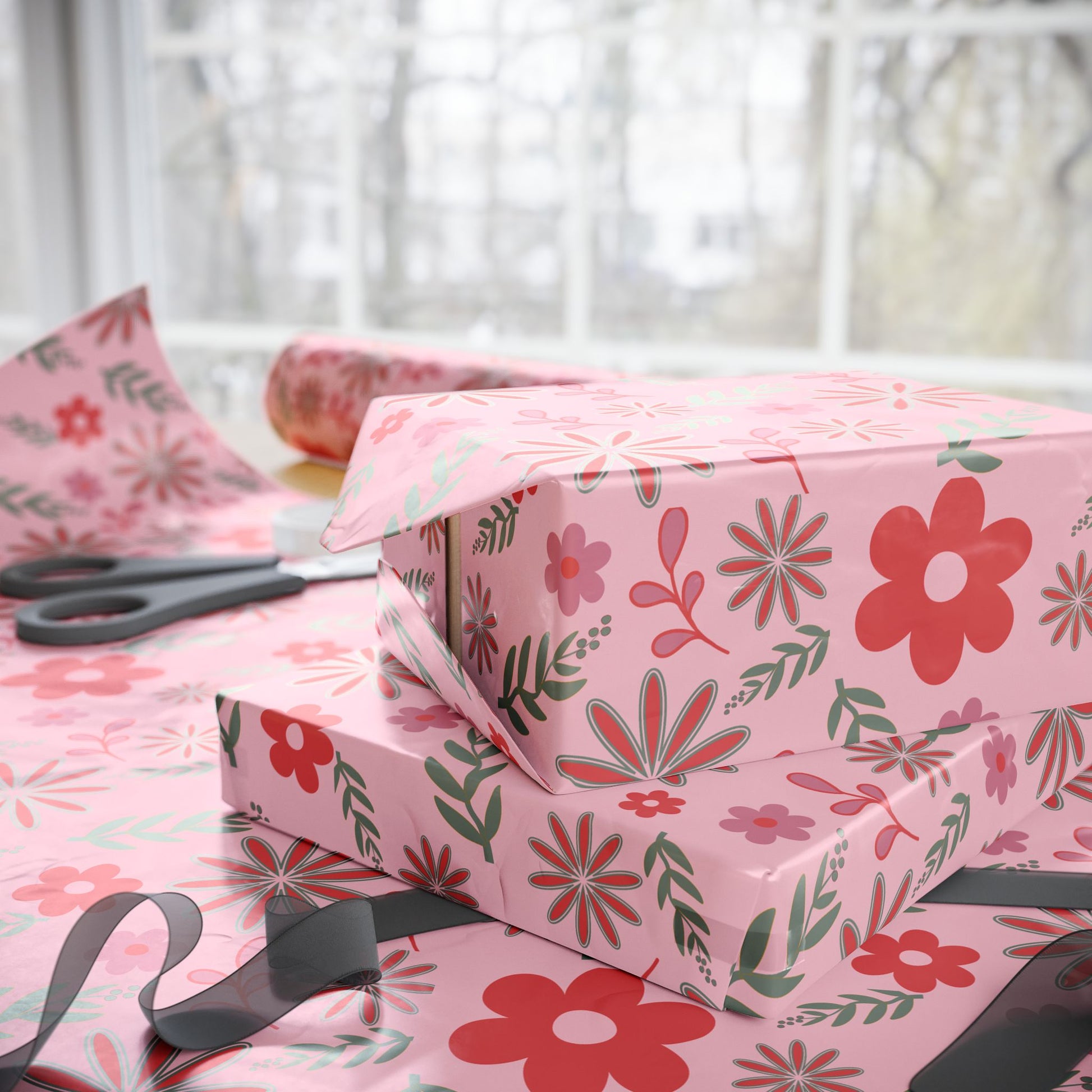 Pink Blossom Vintage Floral Wrapping Paper
