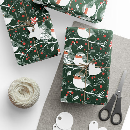 Chirp & Cheer – Festive Birds & Berries Christmas Wrapping Paper