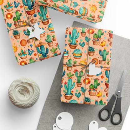Cactus Pattern Birthday Wrapping Paper