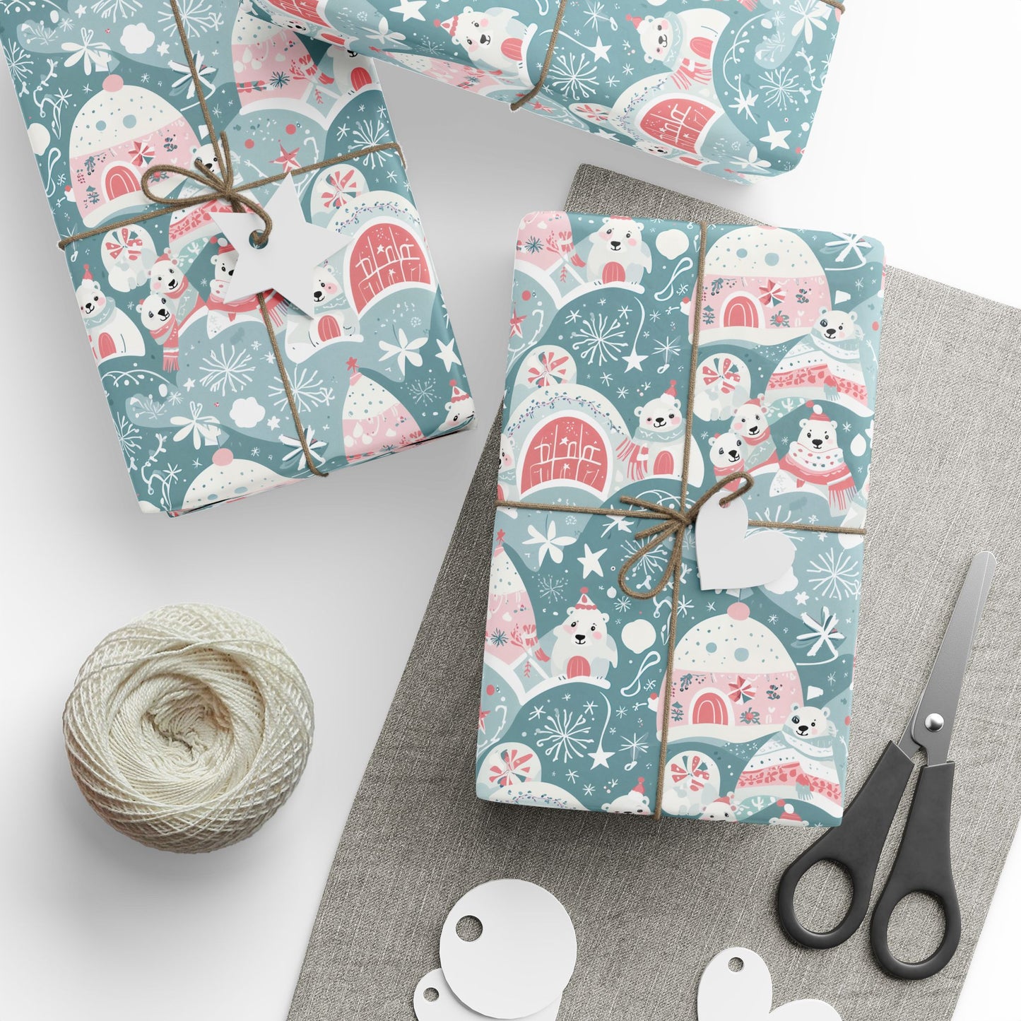 Icy Paws & Peppermint Igloos – Arctic Wonderland Wrapping Paper