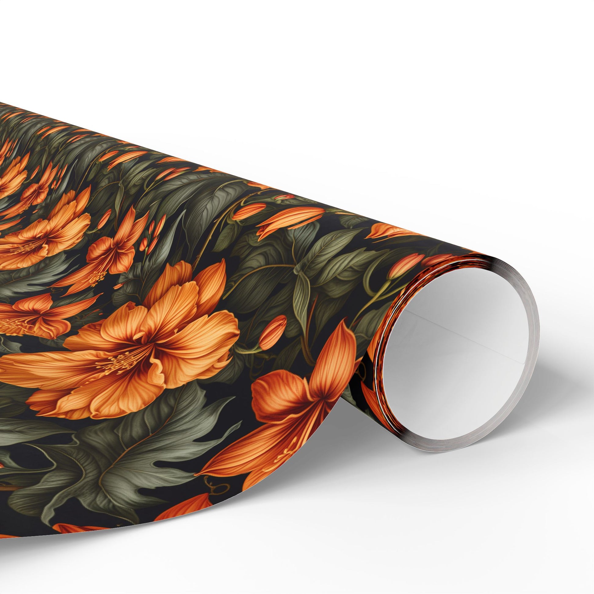 Vintage Orange Floral Wrapping Paper